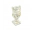 VASE-White Washed Urn W/Relief Design & Square Base