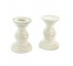 CANDLE HOLDER-White Wash Acanthus Leaf Motif