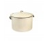 SOUP POT-Vintage Beige Enamel Pot w/Lid & Brown Handles