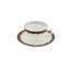 TEACUP-Vintage Corningware White Milk Glass w/Red Scallops