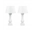 TABLE LAMP-White Painted Turned Wood