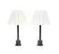 TABLE LAMP-Black Metal Ribbed Stand w/(2) Bulb Sockets