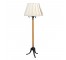 FLOOR LAMP-Faux Wood Stand w/Black Metal Tripod Base