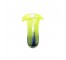 VASE-Green Translucent W/Yellow Lily Shaped