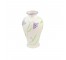 VASE-Tall Urn Shape White W/Lavendar Petal Flowers & Blue Rim