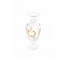 VASE-Clear Glass Urn W/Ribbed Neck & Gold Laurel Leaf Crest