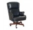 OFFICE CHAIR-Vintage Executive Navy Leather W/Nailheads