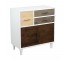 SMALL CABINET-(3)Drawers/(2)Doors  White Frame W/Multi Wood Colors