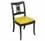 SIDE CHAIR-Dining-Black Frame-w/Yellow Seat-Asian Art on Frame