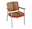 ARM CHAIR-Retro Office Chair W/Orange & Gold Striped Upholstery on Seat & Back