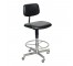 STOOL-Drafting-Black Vinyl Chrome Base W/Foot Rest & Casters