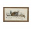 FRAMED CREWEL EMBROIDERY-Barn in Snow Scene