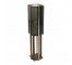VINTAGE FLOOR LAMP-Wood Pillar W/Gold Accents & Smoke Acrylic Shades