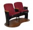 PAIR OF THEATER SEATS-Red W/Wood Base
