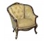 ARM CHAIR-Louis XV Style Gold Damask/Barrel Back