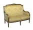 SETTEE-Louis XV Gold Damask W/Dark Frame & Gold Accents