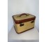 MAKE UP CASE-Vintage Yellow Case w/Leather Trim