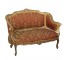 SETTEE-Louis Inspired Gold Ornate Frame W/Red & Gold Damask