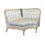 CORNER SETTEE-Vintage Blonde Frame W/Silver Floral Upholstery