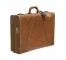 VINTAGE SUITCASE-Medium Light Brown Leather W/Banding