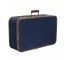 VINTAGE SUITCASE-Navy Blue Fabric W/Leather Trim