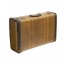 VINTAGE SUITCASE-Brown Tweed W/Stripes & Dark Brown Trim