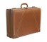 VINATGE LEATHER SUIT CASE-Brown W/Banding & Reinforced Corners