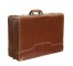 VINTAGE BROWN LEATHER SUITCASE-W/Banding Detail at Bottom