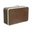 VINTAGE SUITCASE-Brown W/Off White Trim