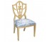 SIDE CHAIR-Dining W/Gold Wheat Frame & Blue Floral Upholstery