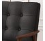 LOVESEAT-MCM Black Waffle Stitch Tufted W/Walnut Finished Frame