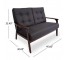 LOVESEAT-MCM Black Waffle Stitch Tufted W/Walnut Finished Frame