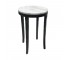 SIDE TABLE-Round W/Faux Marble Top & Black Painted Base