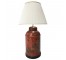 TEA CANISTER LAMP-Red W/Embossed Chinoiserie Scene