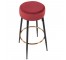 BAR STOOL-Round Burgundy Seat W/Black Metal Leg & Gold Accents