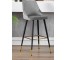 BAR STOOL-Grey Tuft Velvet W/Black Metal Leg & Gold Accents