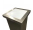 PEDESTAL-Brushed Aluminum Laminate W/White Plexi Center