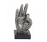 SCULPTURE-A-OKAY HAND-Faux Metal W/Dark Silver Finish & Black Base