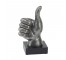 SCULPTURE-Thumbs Up Hand W/Dark Silver Finish & Black Base