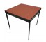 CARD TABLE-Vintage Folding-Brick Fabric/Black Metal Base