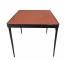 CARD TABLE-Vintage Folding-Brick Fabric/Black Metal Base