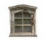 CABINET-Distressed White Wall Shelf w/Window Panels