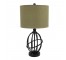 TABLE LAMP-Black Metal Open Basket Atlas