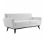 SOFA-MCM White Channel Back W/Dark Wood Base