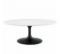 COFFEE TABLE-MCM White Top W/Black Pedestal Base