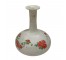 VASE-Straight Neck White Ceramic w/Painted Flowers