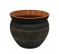 VASE-Black w/Terra Cotta Etched Sides & Glossed Interior