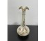 VASE-Thin Neck Beige Vase w/Flowers & Scalloped Top