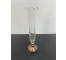 VASE-Thin Glass w/Flowers Etched & Chrome Footed Base