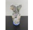 VASE-White Ceramic w/3 Dimensional Flowers & Flowers Painted